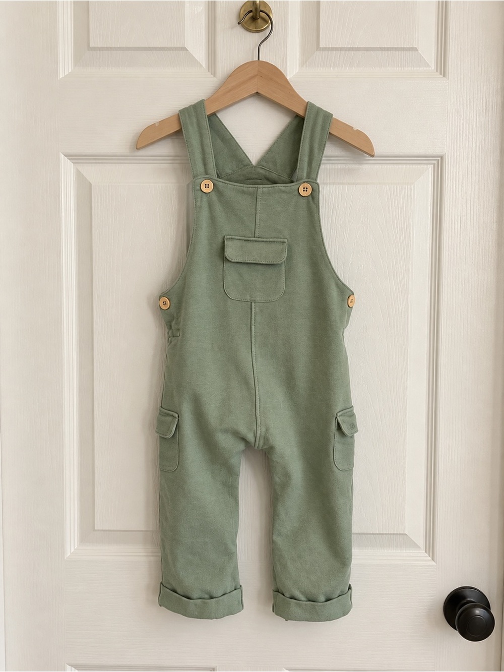 JoJo Maman Bébé 6-12M Sage Green Cargo Overalls Romper